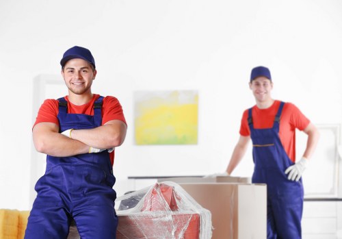 Commercial moving team planning an office relocation in Bow