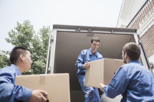 Packing boxes and protective materials prepared for a Bow home move